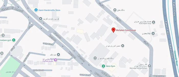 لوکیشن شعبات دادگاه صلح شماره دوازده